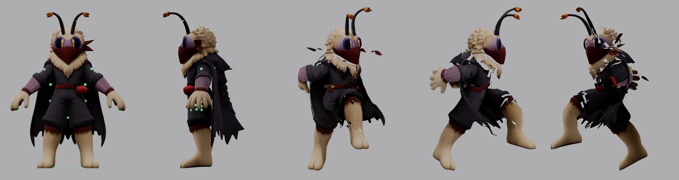 First rig test with the mesh tearing at every joint